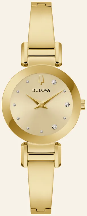 Relógio Bulova Marc Anthony 97P164, mostrador champanhe, 3 diamantes nos índices