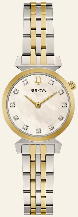 Relógio Bulova Regatta 98P202, mostrador madrepérola, 11 diamantes