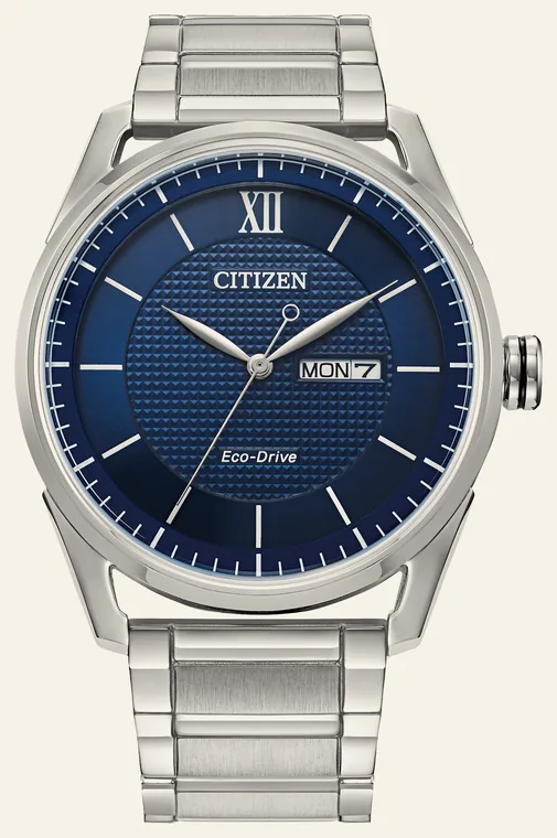 Relógio Citizen Classic AW0081-54LN, mostrador azul