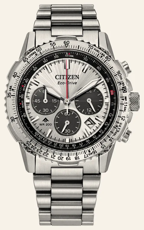 Relógio Citizen Promaster Navihawk CA4660-61AN, mostrador prateado com submostradores pretos