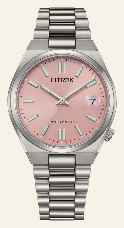 Relógio Citizen Tsuyosa NJ0200-50ZN, mostrador rosa
