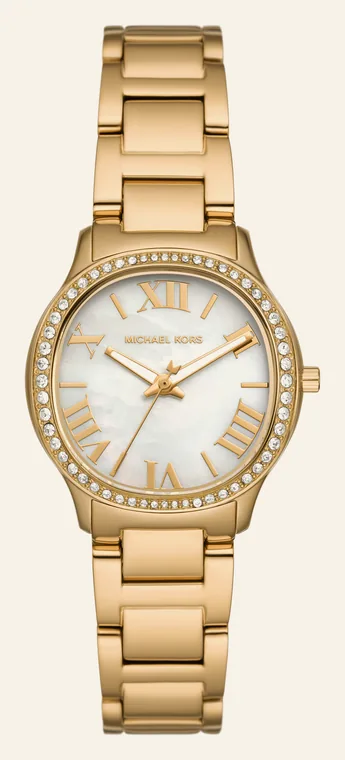 Relógio Michael Kors Sage MK4822/1DN, mostrador madrepérola iridescente, com algarismos romanos