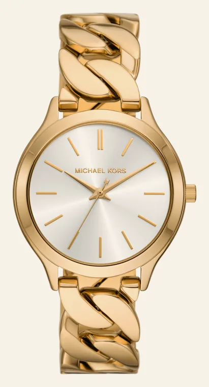 Relógio Michael Kors Slim Runway MK7472/1DN, mostrador prateado
