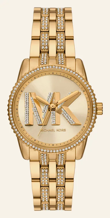 Relógio Michael Kors Ritz MK7540, mostrador dourado, com as iniciais MK brilhantes