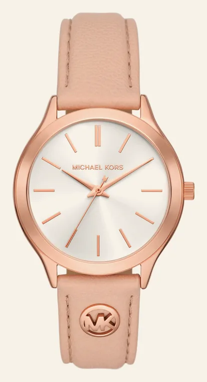 Relógio Michael Kors Slim Runway MK7545/0JN, mostrador prateado