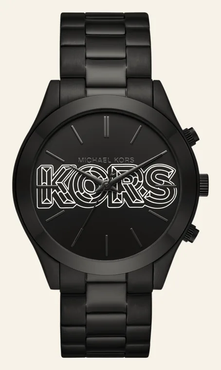 Relógio Michael Kors MK9062/1PI, mostrador preto, com o logo KORS