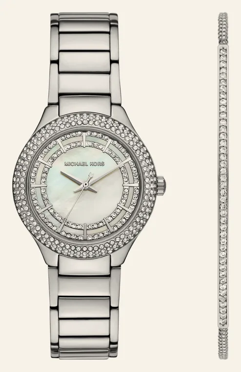 Relógio Michael Kors Sylvia MKO9019SET, mostrador perolado, com pavê