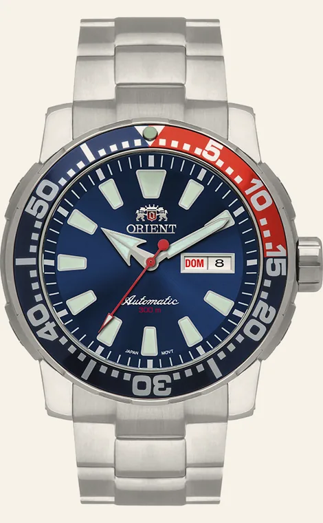 Relógio Orient Orient Diver F49SS034 D1SX, mostrador azul