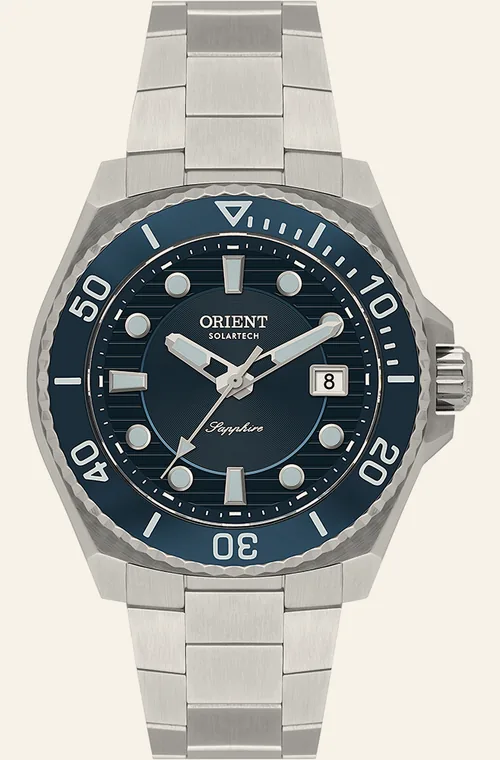 Relógio Orient Orient Solartech MBSS1538 D1SX, mostrador azul