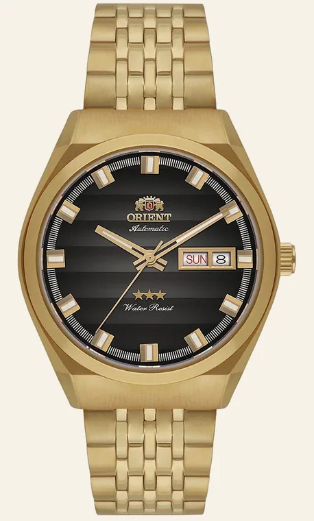 Relógio Orient Automatic Heritage YN6GG014 P1KX, mostrador preto