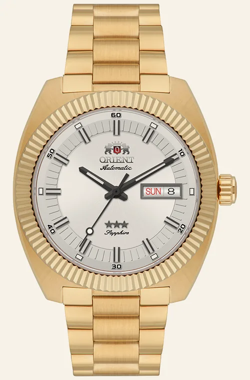 Relógio Orient Automatic Heritage YN6GG026 S1KX, mostrador branco
