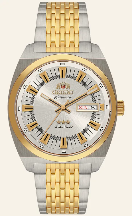 Relógio Orient Automatic Heritage YN6MM018 S1SK, mostrador branco