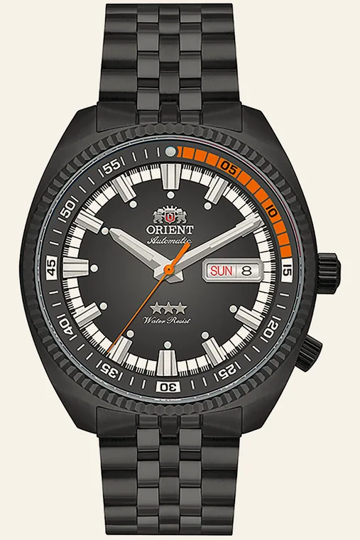 Relógio Orient Automatic Heritage YN6PP028 G1GX, mostrador preto