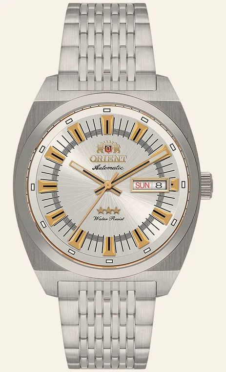 Relógio Orient Automatic Heritage YN6SS018 S1SX, mostrador branco