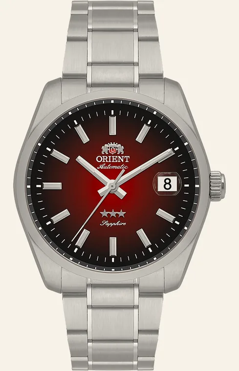 Relógio Orient Automatic Heritage YN6SS041 W1SX, mostrador vinho