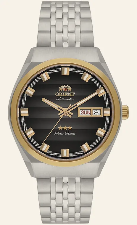 Relógio Orient Automatic Heritage YN6TT014 P1SX, mostrador preto